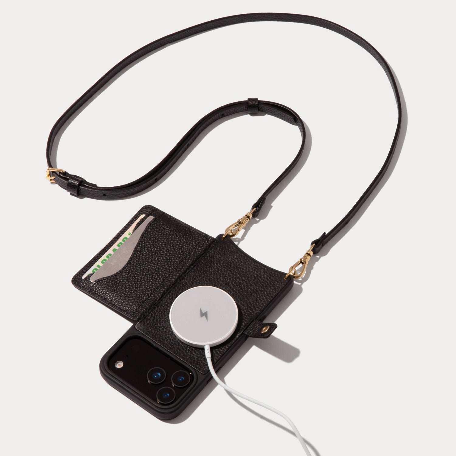 Mila MagSafe Charging Crossbody Bandolier - Black/Gold