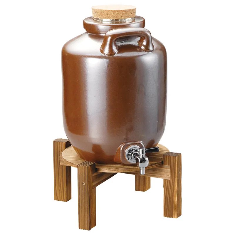 灰釉手付焼酎サーバー（ラジウム入り）焼杉台付(和食器,酒器（陶磁器製