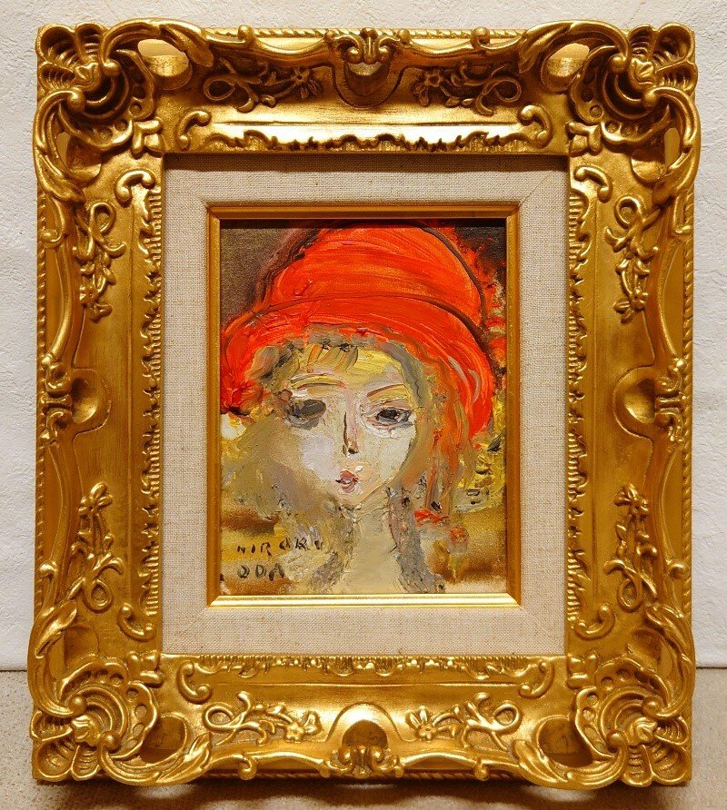 織田広喜(織田廣喜)「少女」油彩 共シール付 額装 【公式通販】