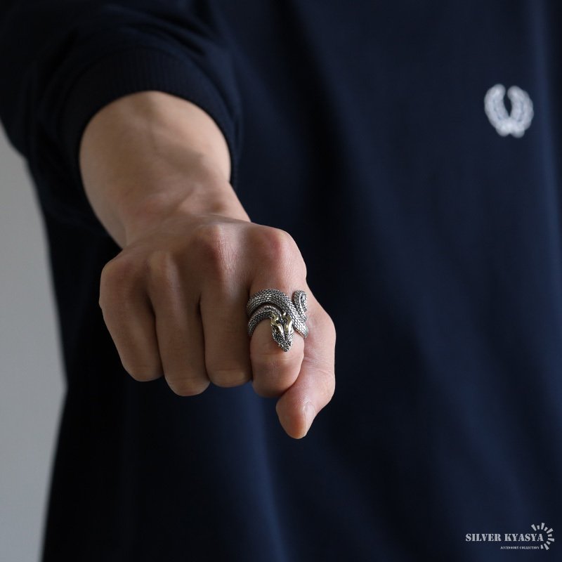 現役店員シルバー 925 Sterling リング 指輪 蛇 スネーク9号 現役店員
