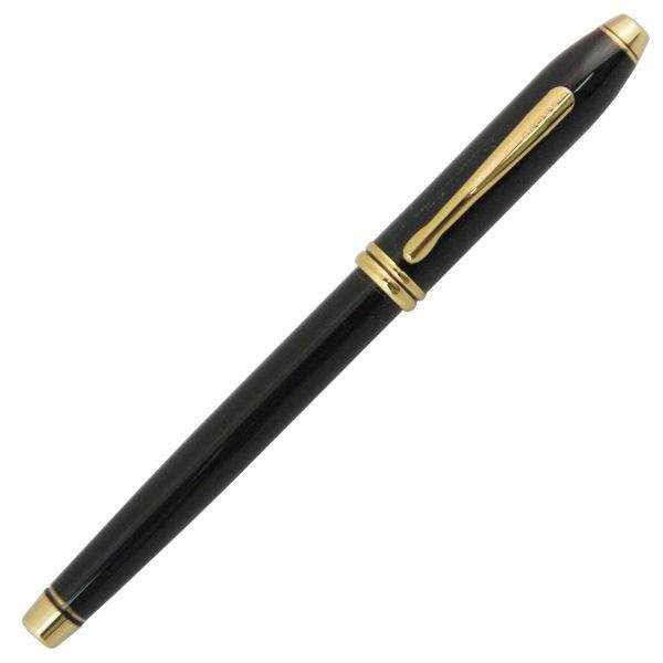 CROSS クロス タウンゼントブラックラッカー 18金ペンM万年筆 ネーム入