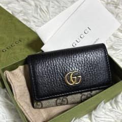 GUCCI グッチ GGマーモント 6連キーケース レザー 黒 箱 保存袋付