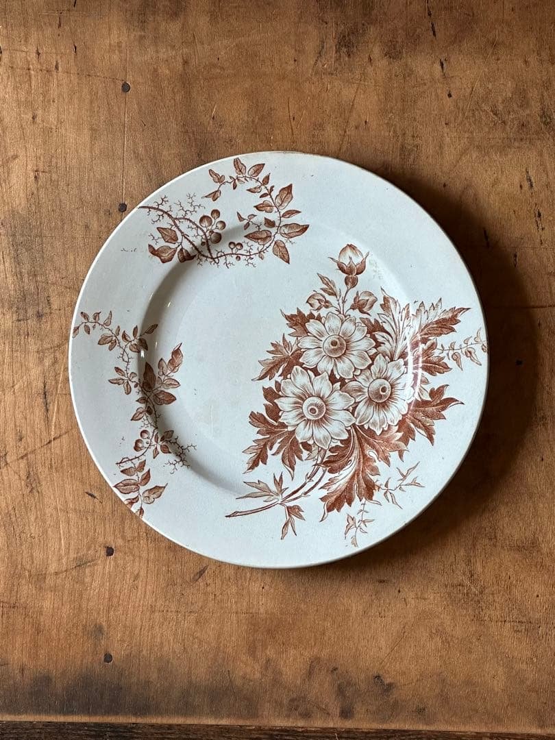 ⚫︎フランスアンティーク⚫︎クレイユモントロー窯／ココア色デイジー