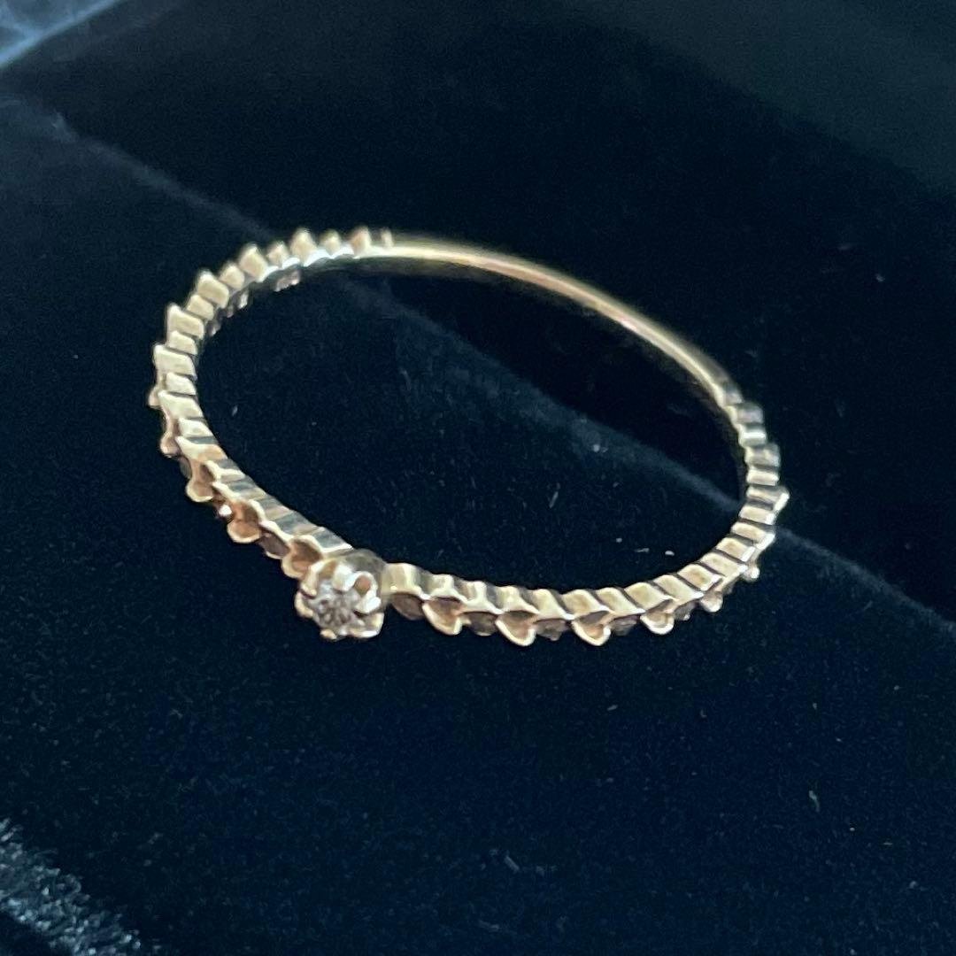 agate アガットダイヤモンドラブハートリング（K10PG ）13号