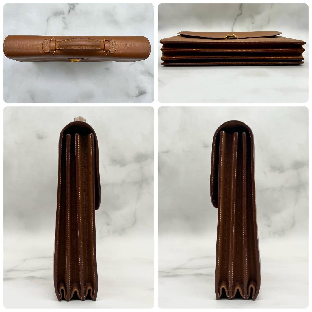 エルメス サックアデペッシュ38 ゴールド クシュベル ブラウン ビジネス 茶