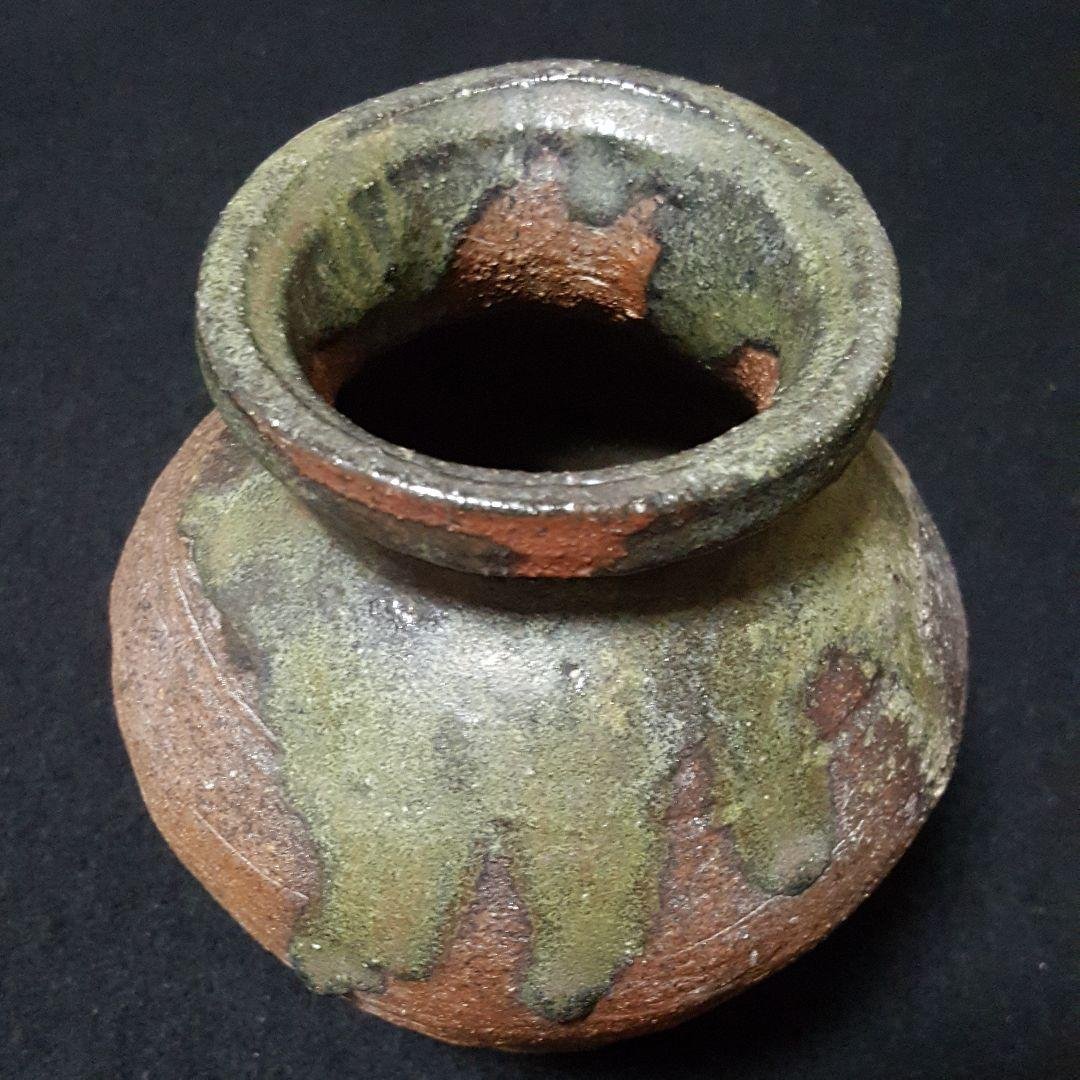 古常滑】三筋壺 降物 趣ある窯くっつき 古物 お経の入れ物 三