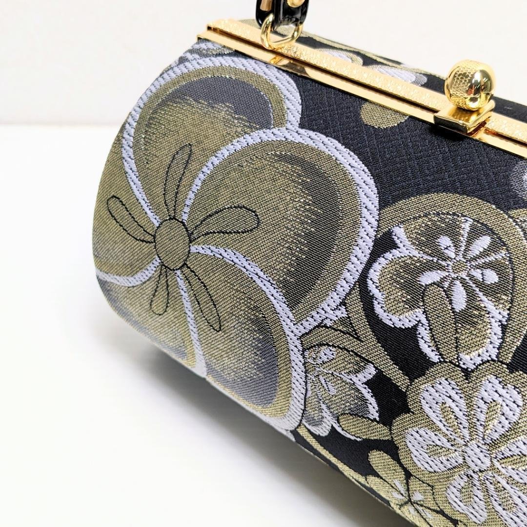 和装 草履バッグセット 帯地 梅 黒×金 3枚芯 フリーサイズ k16-13