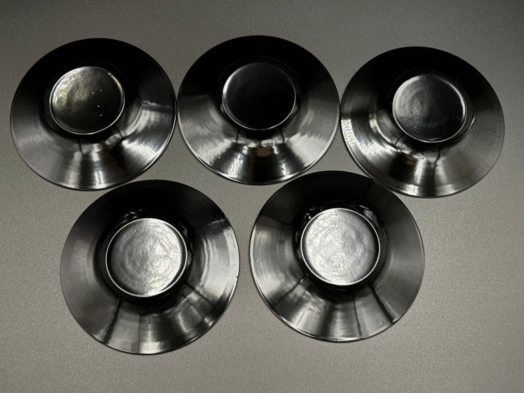 希少　会津塗り　蓋付きお椀5客・茶托５客　セット　漆器　箱付　味噌汁　汁椀